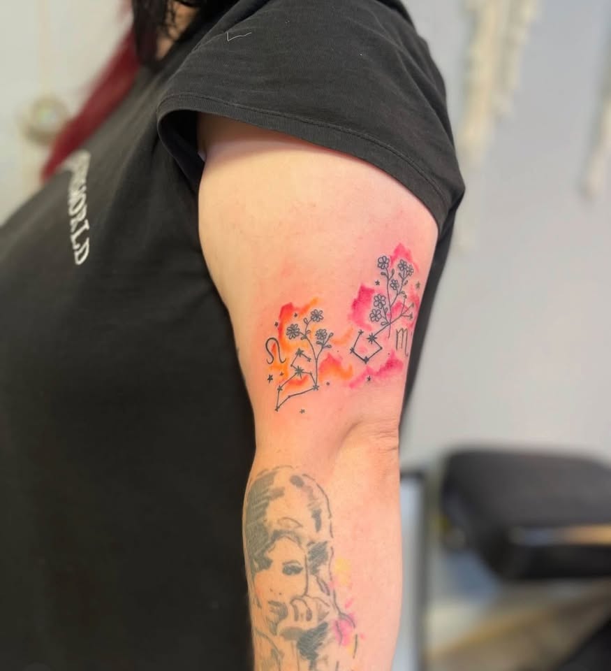 Watercolour zodiac constellation tattoo