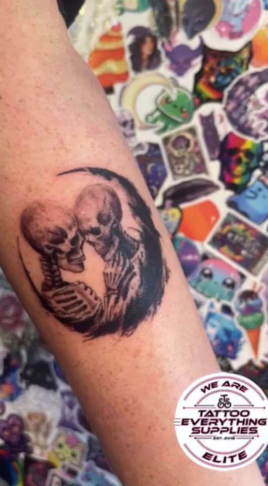 Skeleton couple tattoo
